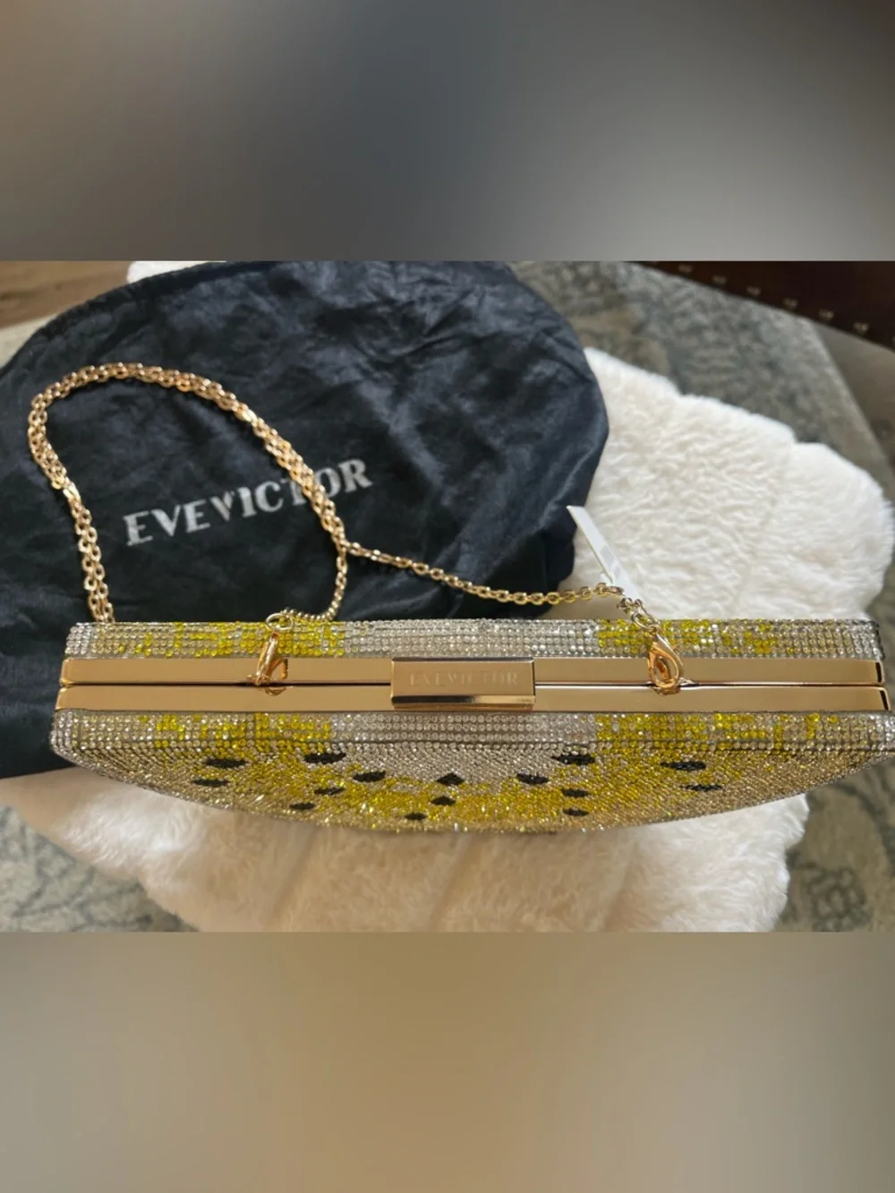 Yellow Crystal Beaded Fruit Design-Crossbody Bag/Clutch